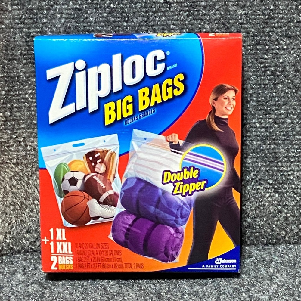 Ziploc Big Bags XL & XXL Variety Pack 2‎ Count Double Zipper Heavy Duty Storage